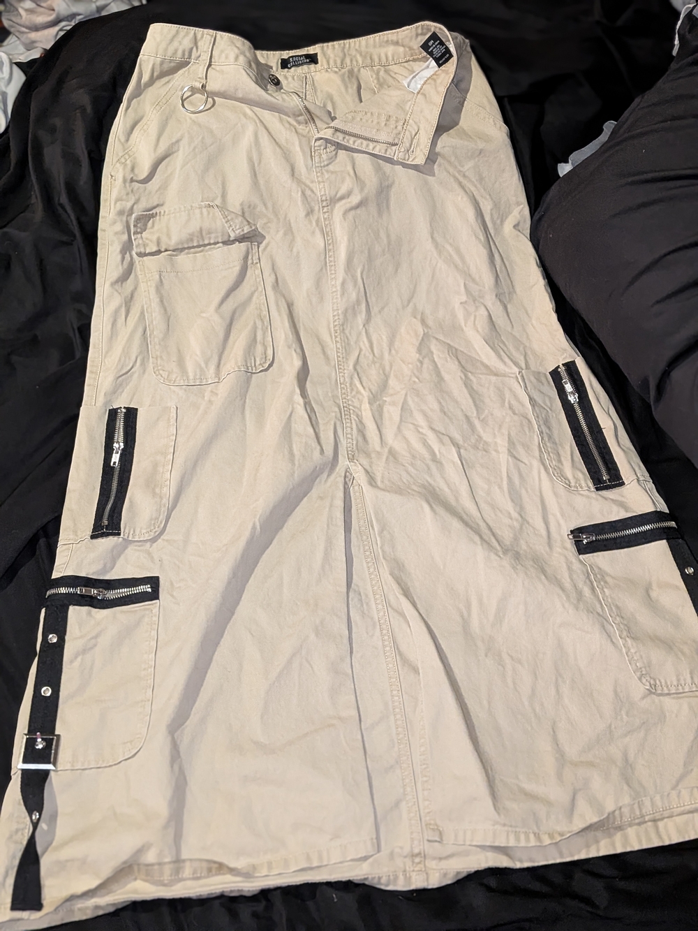 Social Collision Khaki Cargo Maxi Skirt